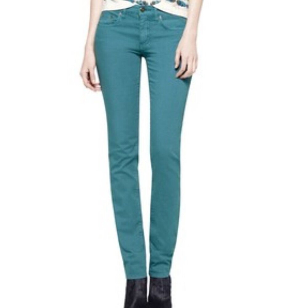 Tory Burch Women's Jeans Ivy Super Skinny Teal Stretch Size 26 X 33 NWT $195